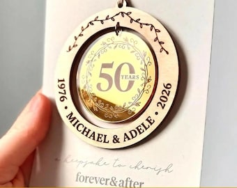Adorno de regalo para el 50.º aniversario / Regalo de aniversario de oro / Regalo de oro personalizado