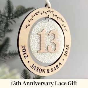 13th Anniversary Gift Ornament / Lace Anniversary Gift / Personalized Lace Inspired Gift