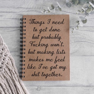 Things I need to get done, sweary to do list Funny rude explicit novelty A5 notebook.