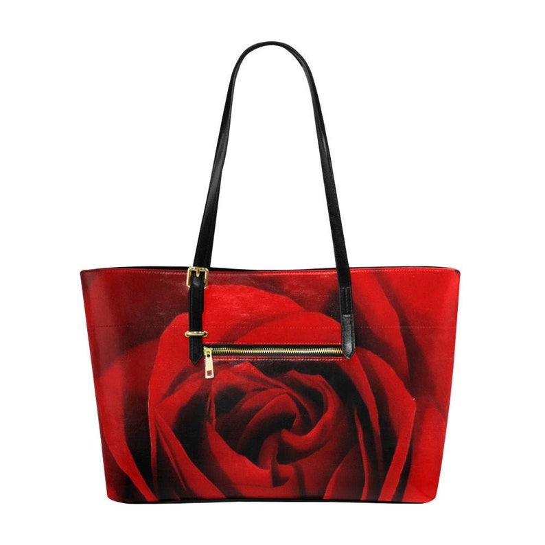 18.89 x 11.02 Eur-American Blooming Red Rose Tote Bag