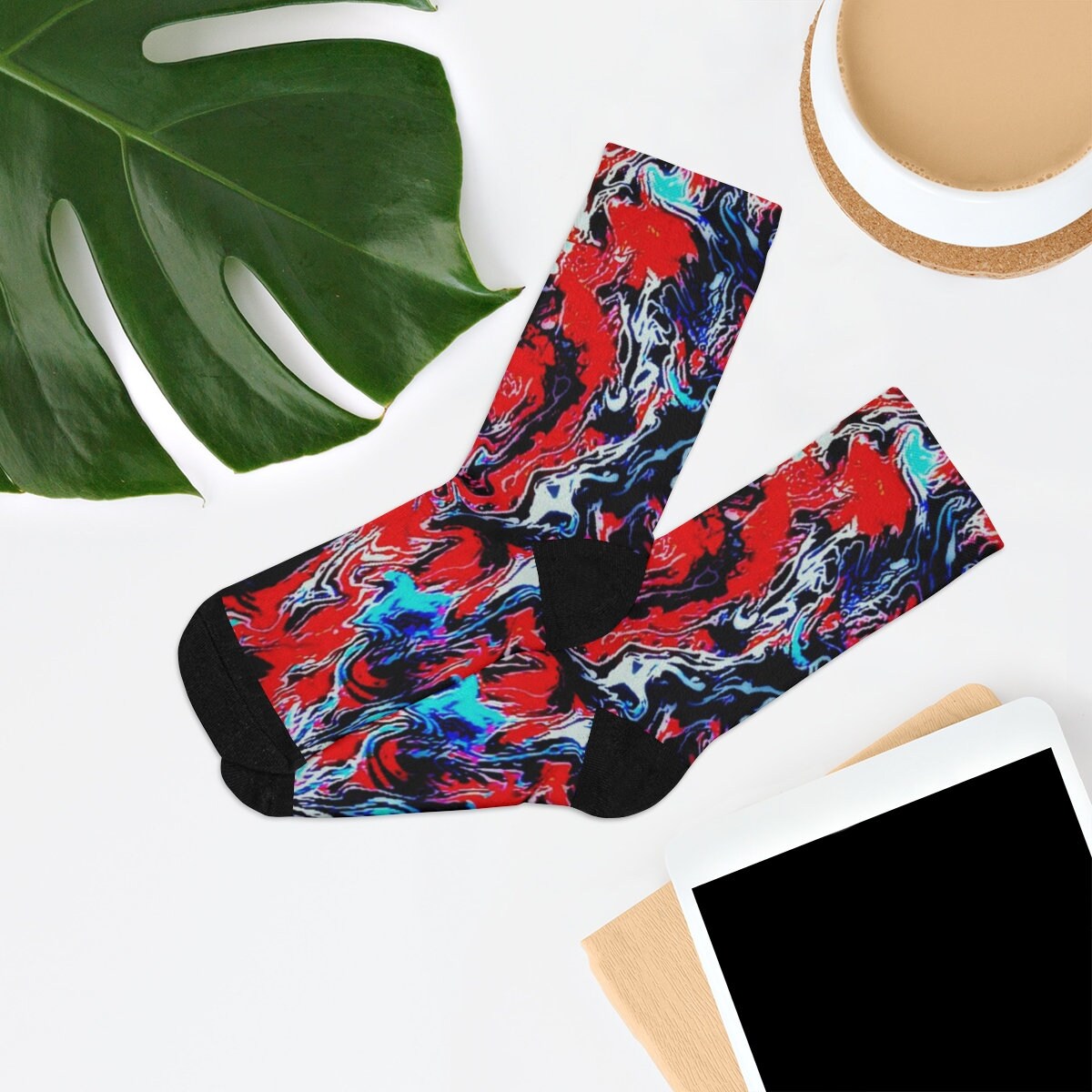 Colorful Abstract Unisex Socks Free Shipping in the USA | Etsy
