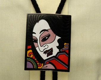 Tsugaru woman bolo string tie based on a Japanese kite