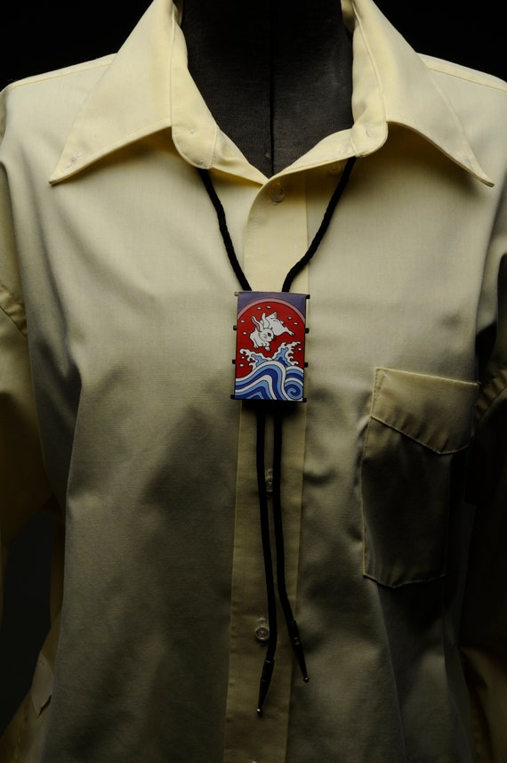 Rabbit and waves bolo string tie based on the tra… - image 2
