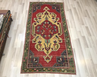 Vintage Wolle Türkisch Teppich, Distressed Boho Teppich