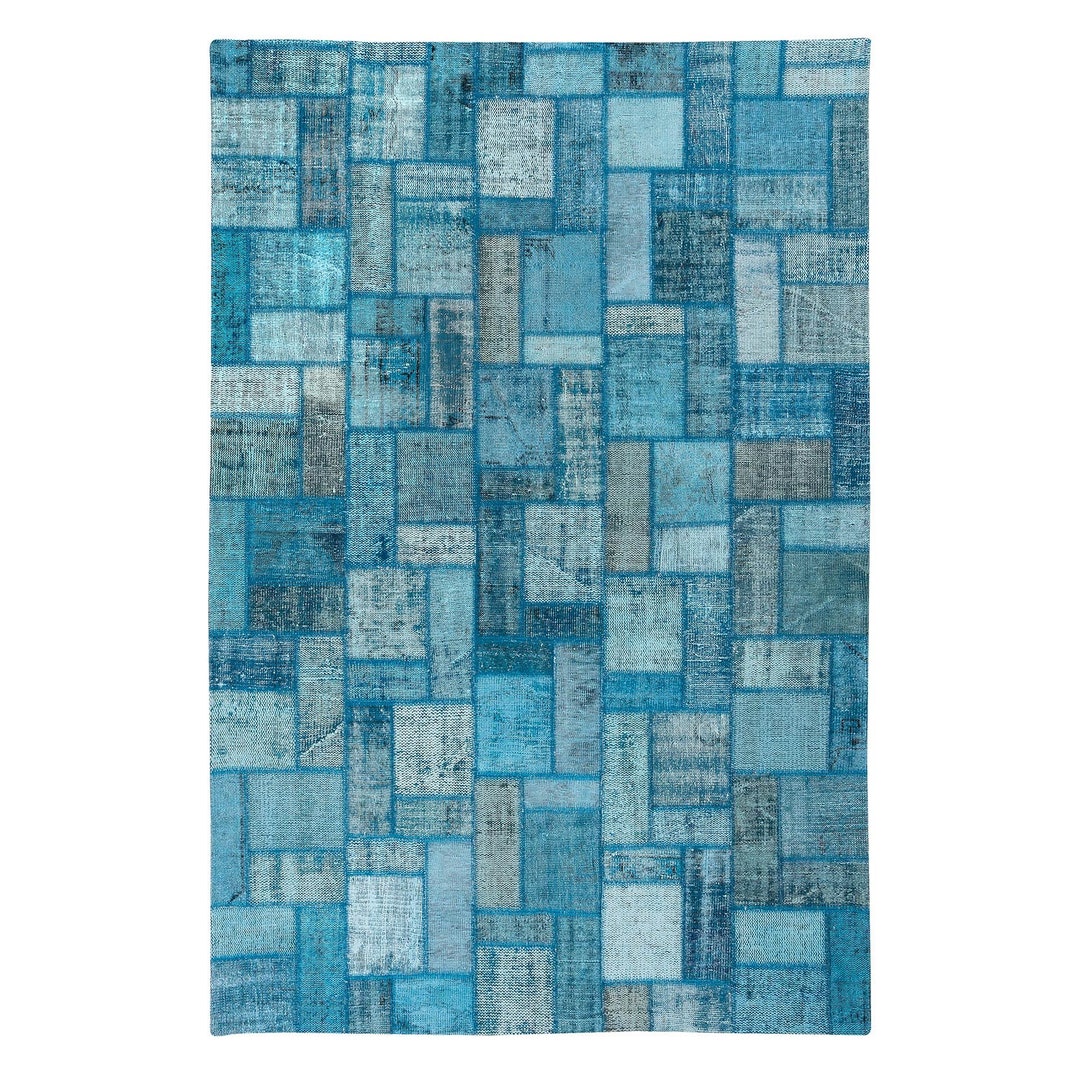 Blue Overdyed Turkish PATCHWORK Wool Rug, Custom Order Rug, Home Decor ...