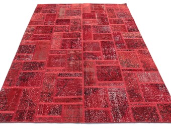 red OVERDYED area patchwork rug