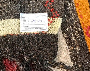 手編みのトルコウールキリムラグ、9.7x6.7フィート - Etsy 日本