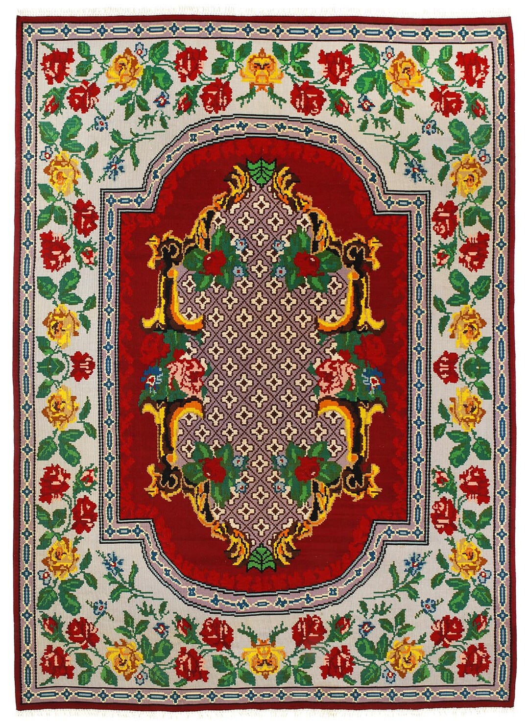 Antique Bessarabian Rug: 7x10 Floral Flat Weave Wool Rug - Etsy