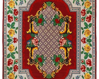 Antique Bessarabian Rug: 7x10 Floral Flat Weave Wool Rug