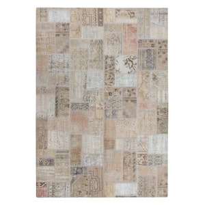 beige gray color overdyed turkish PATCHWORK rug