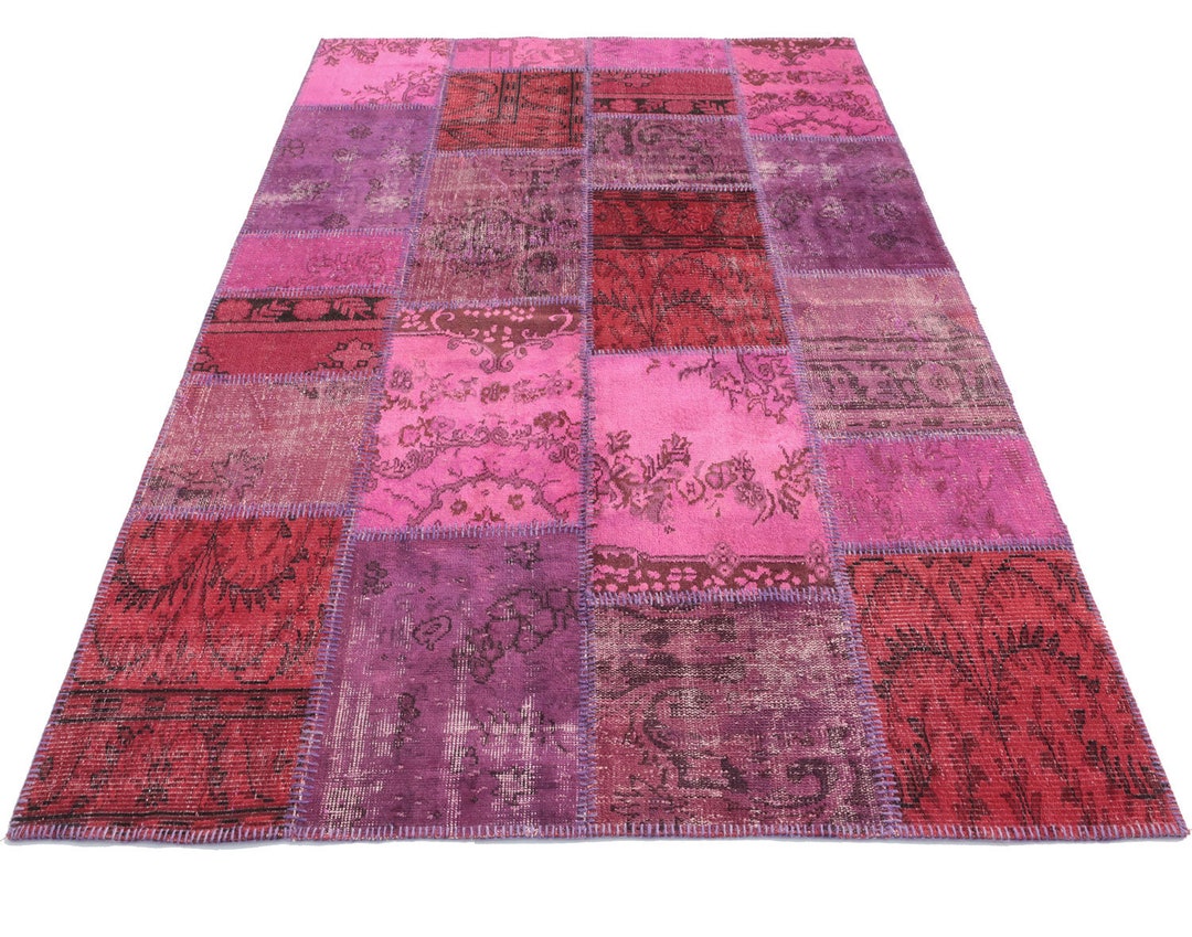 Fuchsia Rug Abstract Hot Fuchsia Handmade PATCHWORK Rug - Etsy