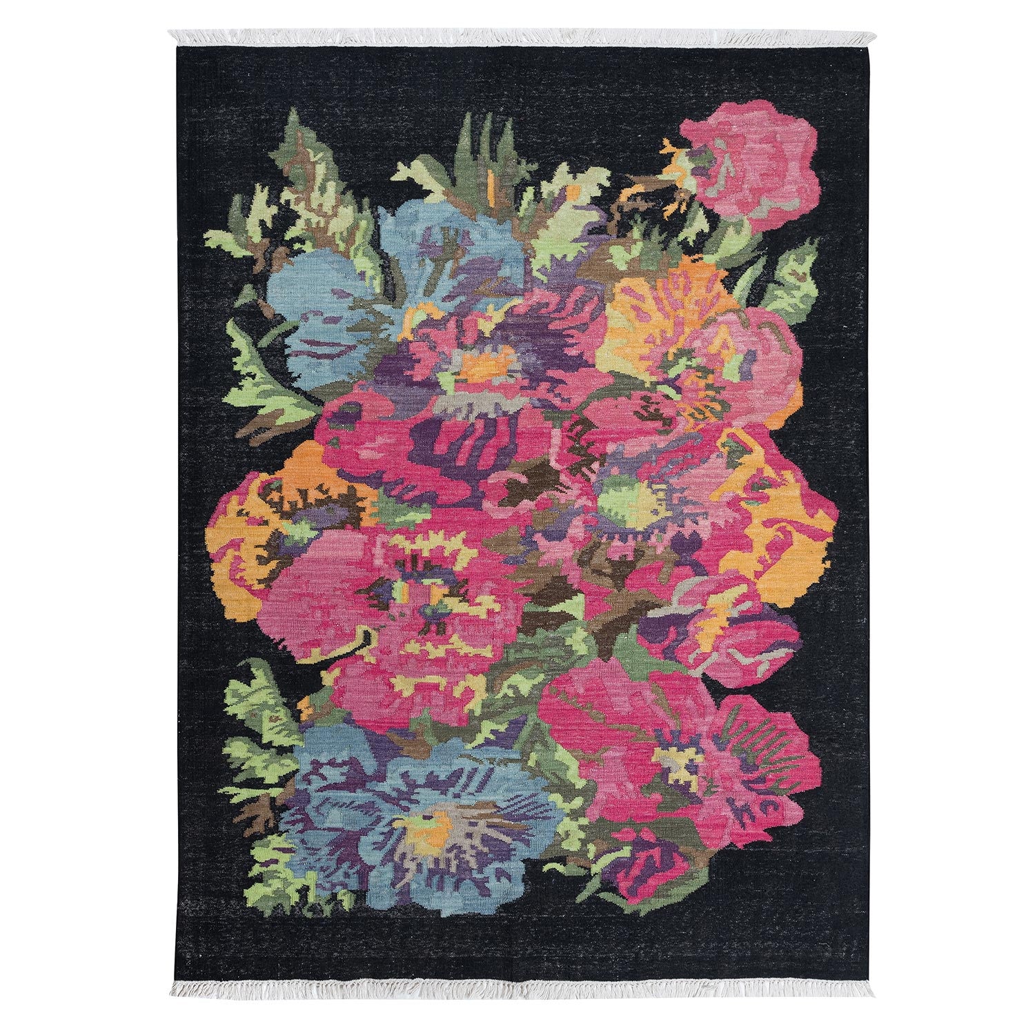 Floral Kilim Rug: 5.7x7.5 ft, Handmade Wool Bessarabian Rug