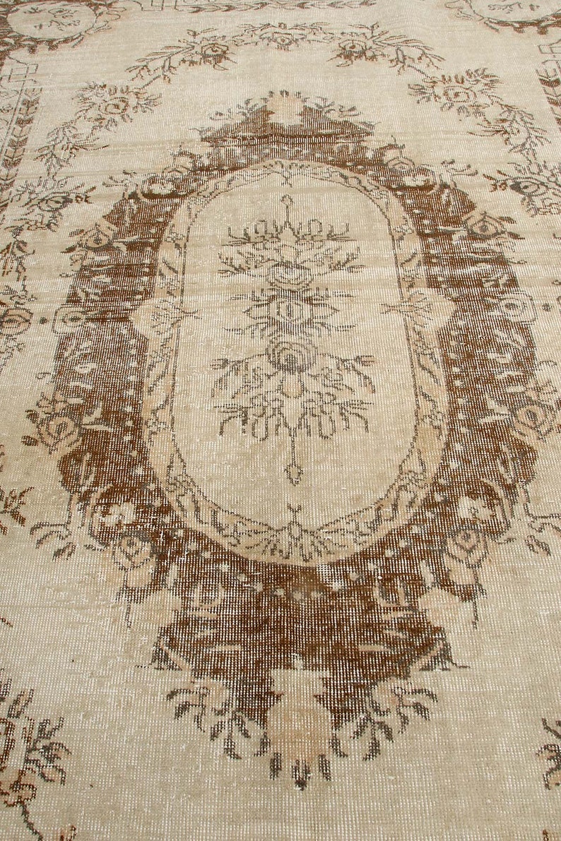 BROWN BEIGE VINTAGE Rug Doorway medium size Chic carpet Etsy