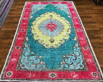 Vintage wool handmade turkish rug