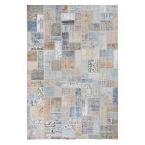 soft beige gray color overdyed turkish PATCHWORK rug