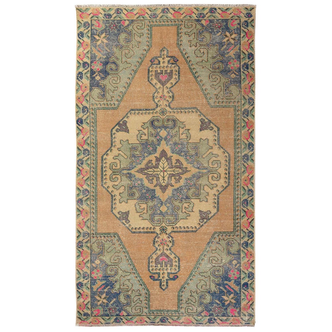 Turkish Area Pastel Pale Colors Rug, Handmade Tribal Vintage Area ...