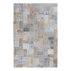 soft beige gray color overdyed turkish PATCHWORK rug