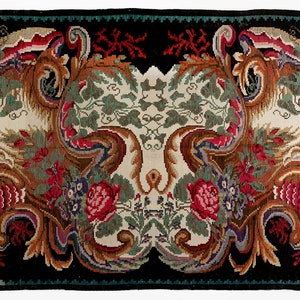 7x11 Rug, Black Floral Rug, Oversize Rug, Antique Caucasian Floral Rug, Beautiful Rug that is Suitable for both Walls and Floor