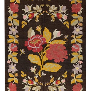 4.4x6.5 ft, Handmade Decorative Moldovian Kilim, Rose Kilim, Handmade Kilim Rug, Large Kilim Rug, Karabagh Rug