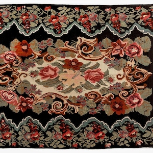 Antique Bessarabian Floral Rug, 6x11 Caucasian Kilim Rug, Wall Hanging, Saloon Carpet