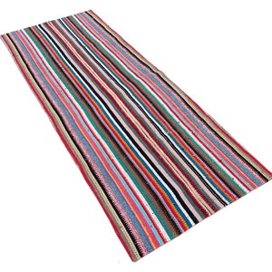 STRIPED Design WOOL RUNNER Kilim Corridor runner, Hallway Runner, Soft kilim
