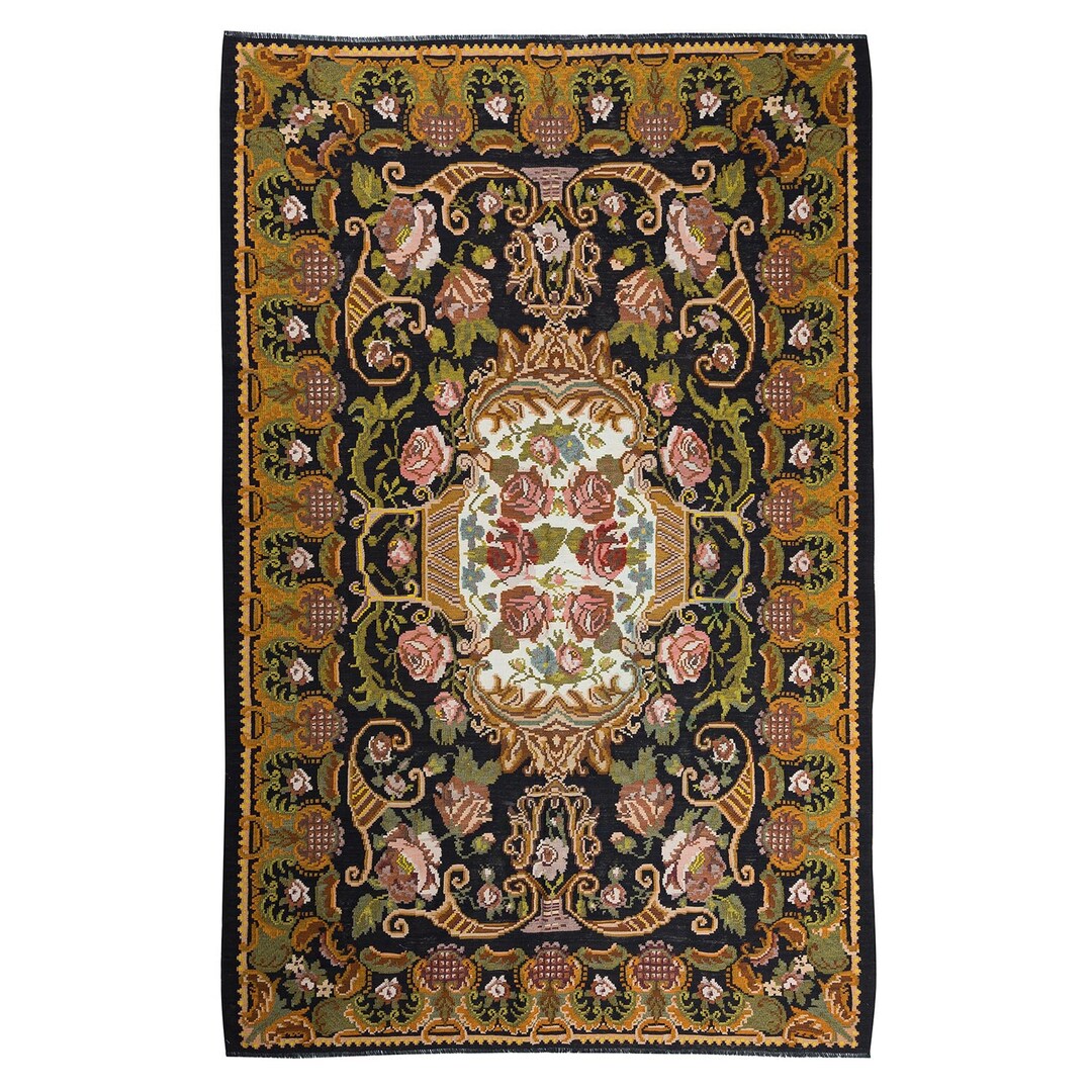 7.1x10.8 Feet - Vintage Moldova Bessarabian Floral Rug - Handcrafted ...