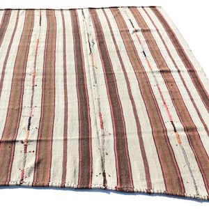 Gestreept Turks kelimkleed naturel 8x6 ft