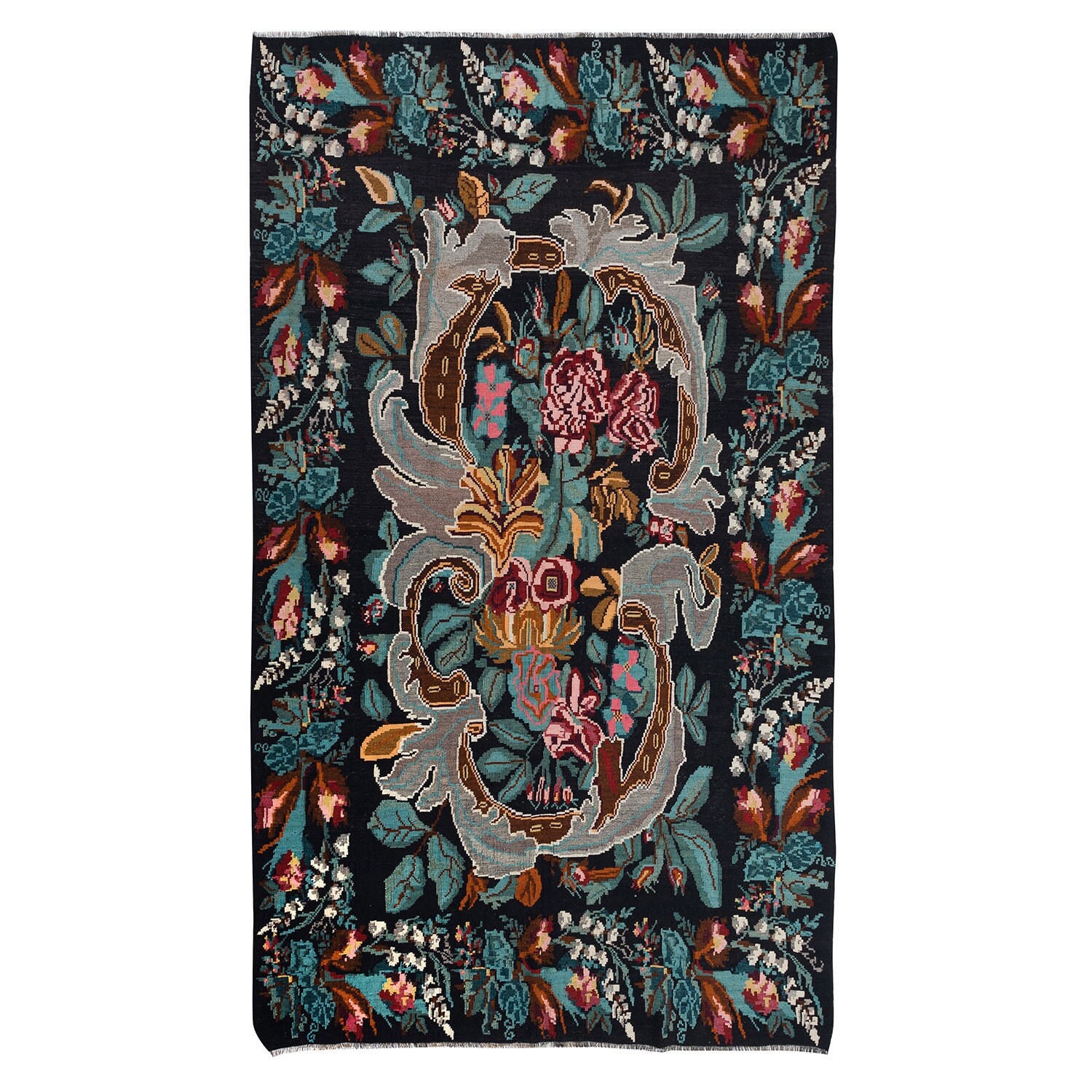 Antique wool area kilim rug, Handmade wool rug, flat weave kilim rug, Moldova Bessarabian Floral rug, suitable rug for walls and floors