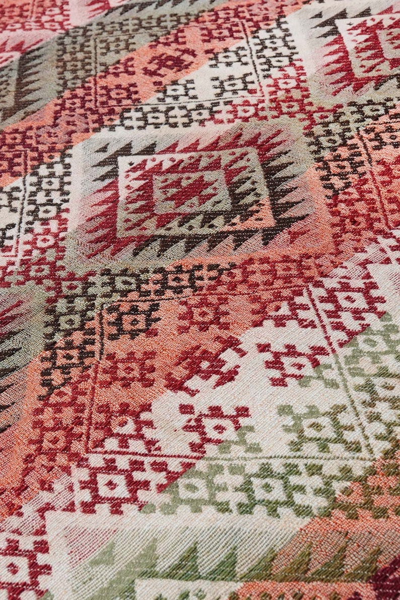Turkish Aztec Tribal Wool Kilim Rug 5.7x4.9 ft