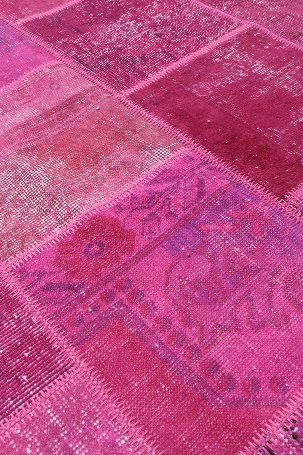 Fuchsia Rug Abstract Fuchsia PINK COLOUR PATCHWORK Rug - Etsy