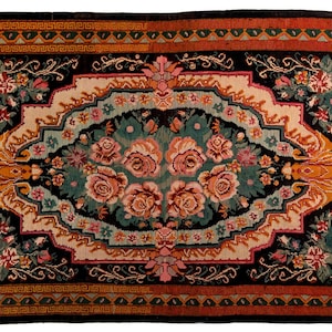 Antique Bessarabian Floral black Rug 10x7 ft,Ukrainen Wool Kilim Rug,Handmade Wool Rug,Flat Weave kilim rug