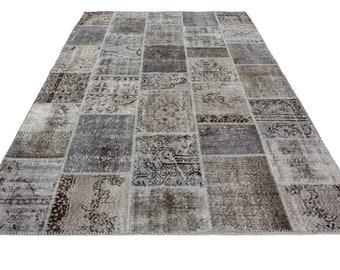 GRAY PATCHWORK RUG Area Turkish carpet