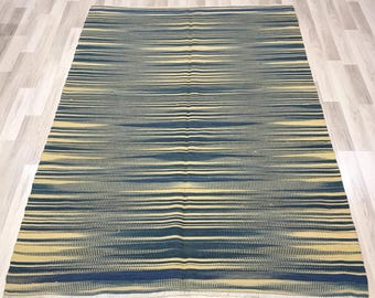 ヴィンテージキリムラグ：現代的な平織りデザイン（9.9 x 8.2フィート