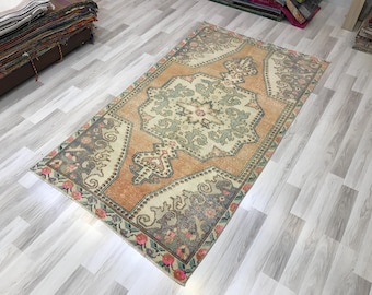 Vintage Wolle Türkisch Teppich, Distressed Boho Teppich