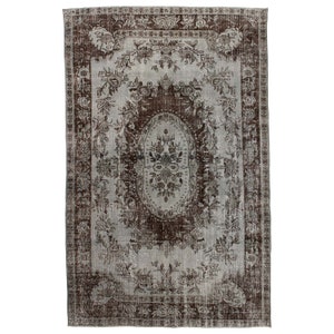 Traditional Rug, Turkish Gray Rug, Overdyed Area Rug, Vintage Turkish Rug, Wool Bedroom Rug, Hand Knotted Rug, 6x9 Rug