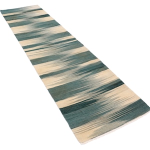 Alfombra turca anudada a mano: Ikat Kilim, lana rayada (3x10)