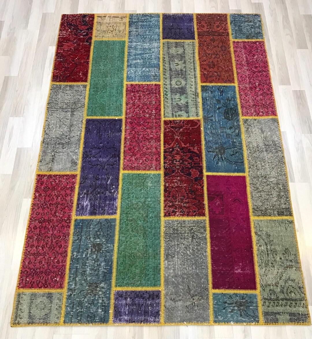 52.5×185.5 Patchwork ViNTAGE TURKiSH RUG Handmade Patchwork Rug
