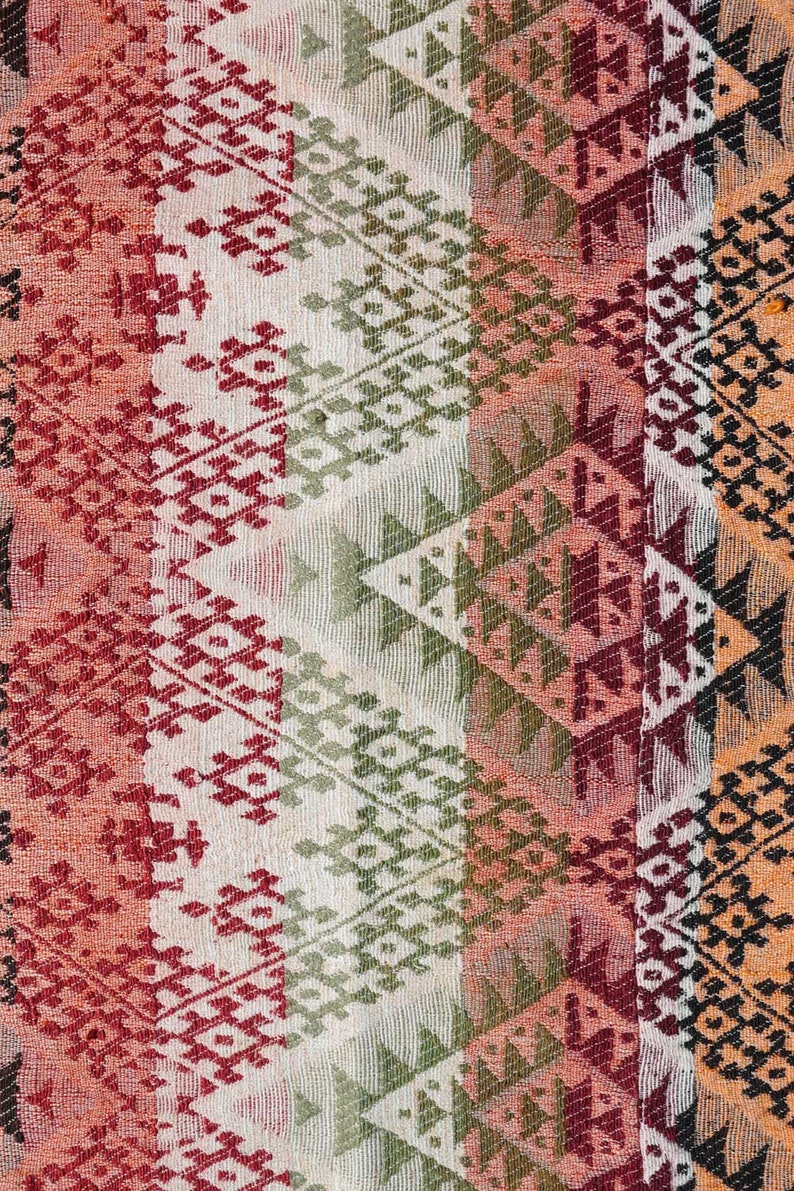 Turkish Aztec Tribal Wool Kilim Rug 5.7x4.9 ft