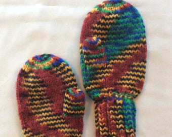 Children's hand knit mittens