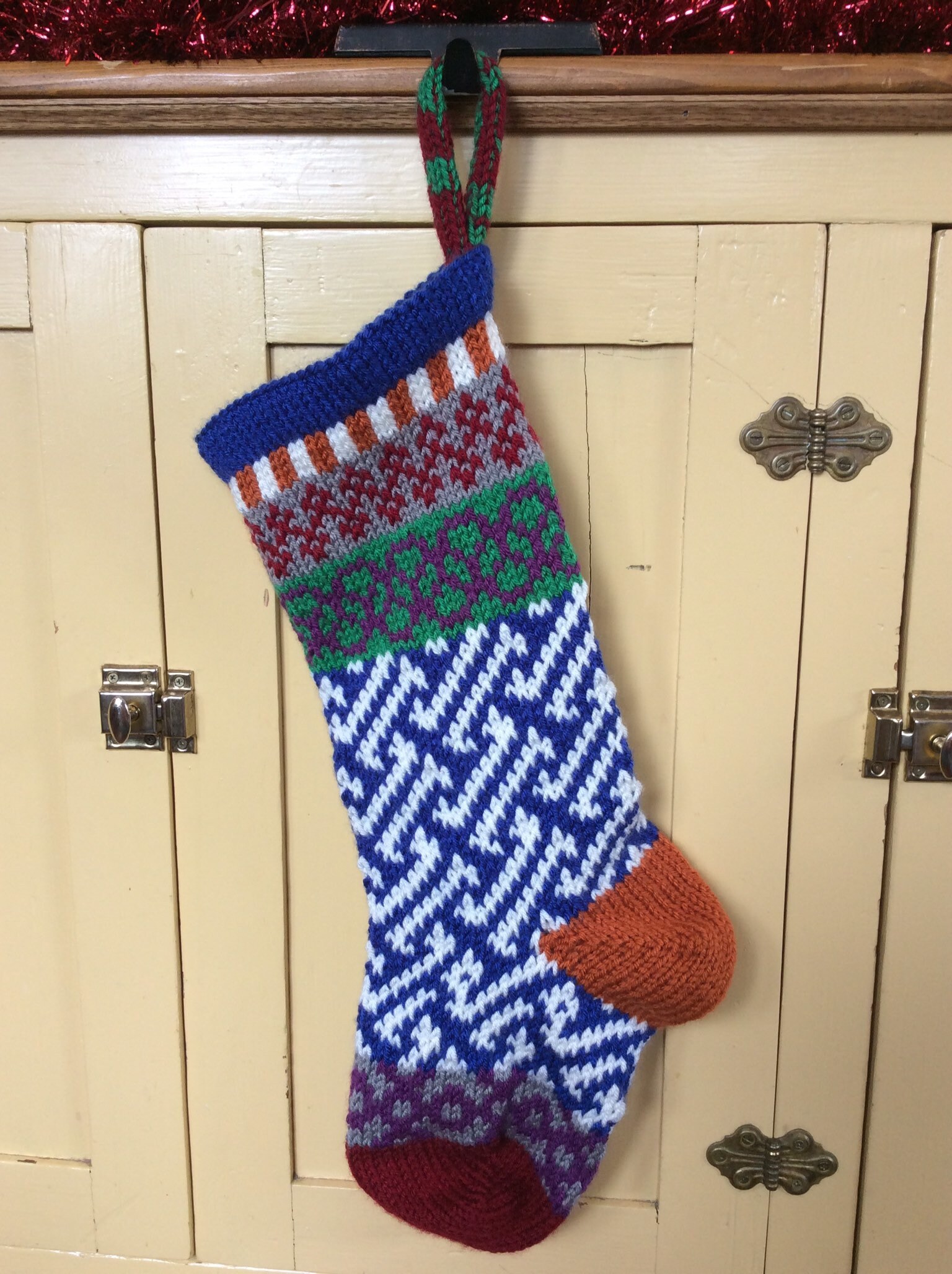 Hand knit Christmas stocking lined Etsy