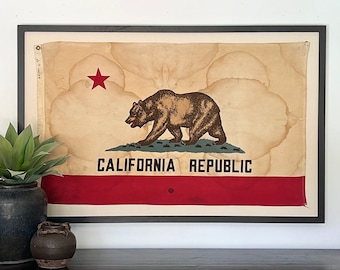 Framed Vintage California Flag