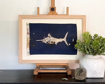 Framed Vintage Marlin Flag