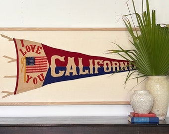 Framed Vintage I Love You California Pennant