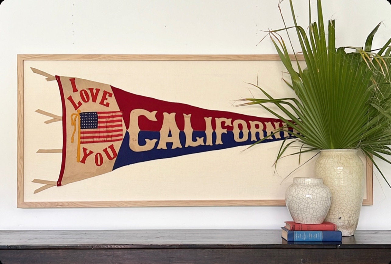 Framed Vintage I Love You California Pennant - Etsy