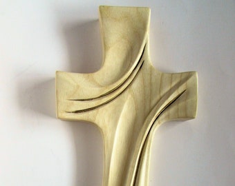 Modern decorative wooden cross swing / wall cross / natural or different color versions / gold plating