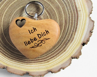 Schlüsselanhänger Herz Holz (Ich liebe Dich) Valentinstag Geschenkverpackung