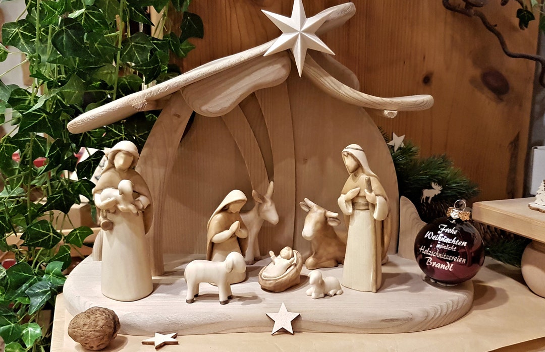 Hochwertiges Holz WeihnachtsKrippen Set / Holzgeschnitzte Moderne 