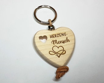 HolzHerz Schlüsselanhänger / Herz mit Gravur / HerzensMensch / Freundschaftsgeschenk