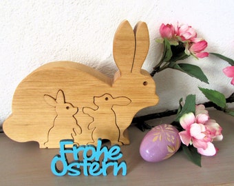 Wooden bunny family - Easter bunny - Easter decoration - bunny puzzle