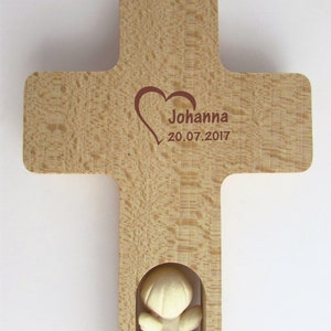 Children's cross birth baptism / guardian angel wood carved / wooden cross / dear angel good night... / name dedication engraving possible image 4